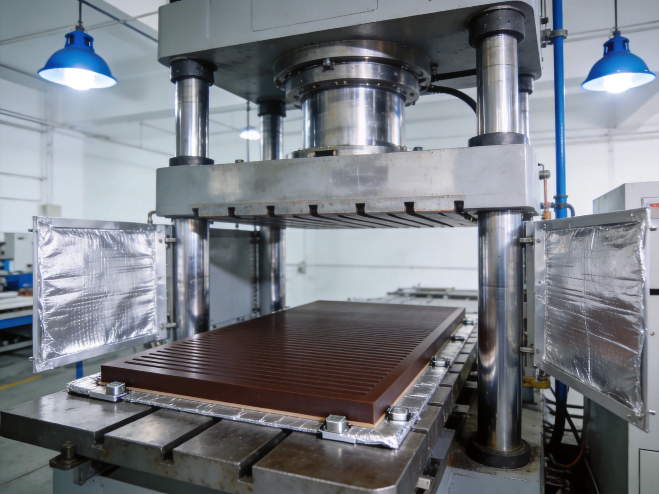 Compression and hot-press molding with 500T hydraulic press